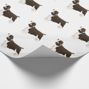 Springer Spaniel Dog Basic Breed Silhouette Brown Wrapping Paper