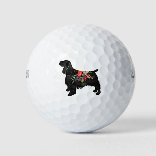 Springer Spaniel Dog Breed Bohemian Floral Golf Balls (Front)