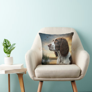 Springer Spaniel Dog By a Duck Pond Cushion