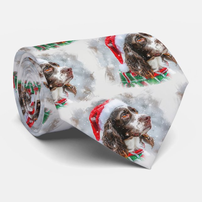 Springer Spaniel Dog Christmas Festive Tie (Rolled)