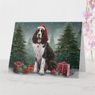 Springer Spaniel Dog in Snow Christmas Card