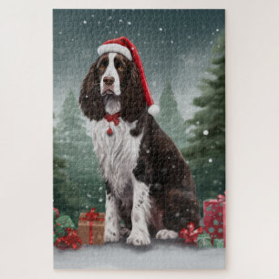 Springer Spaniel Dog in Snow Christmas Jigsaw Puzzle