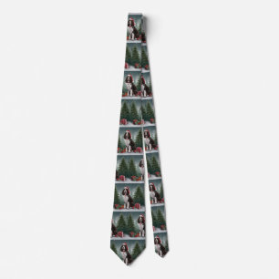 Springer Spaniel Dog in Snow Christmas Tie