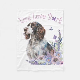 Springer Spaniel Dog Mum Floral Fleece Blanket