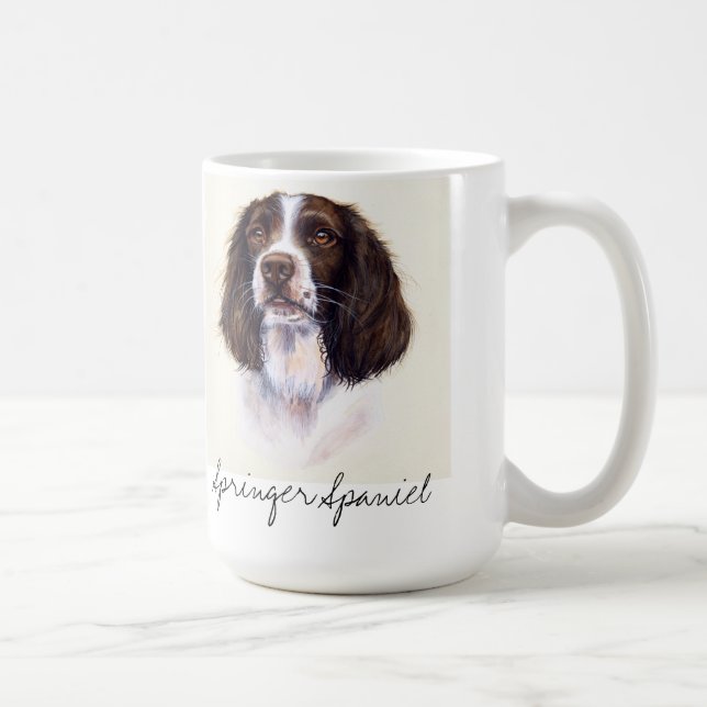 Springer Spaniel dog portrait in watercolour mug (Right)