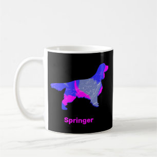 Springer Spaniel Dog Silhouette Hot Pink Black Coffee Mug