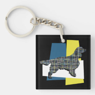 Springer Spaniel Dog Y&B Grid Tricolour Key Ring