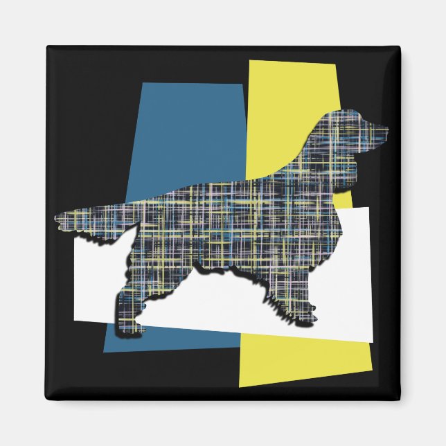 Springer Spaniel Dog Y&B Grid Tricolour Magnet (Front)