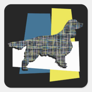 Springer Spaniel Dog Y&B Grid Tricolour Square Sticker