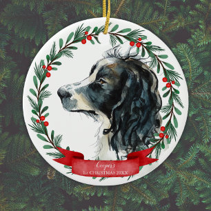 Springer Spaniel First Christmas Monogram Name Yr. Ceramic Tree Decoration