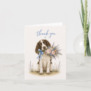 Springer Spaniel Flower Bouquet Thank You Card