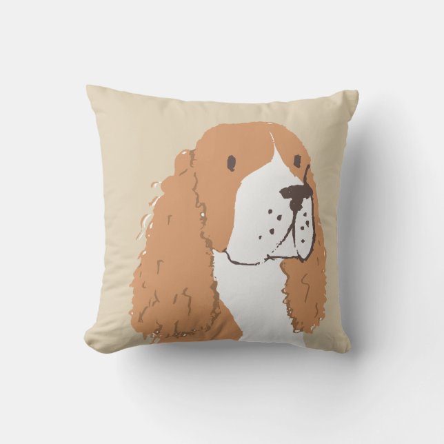 Springer spaniel gold white adorable personalised cushion (Front)