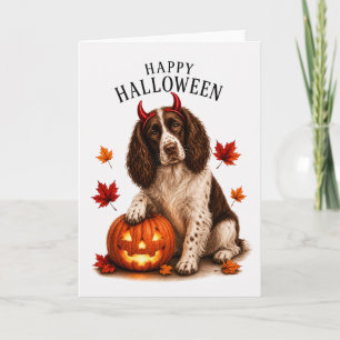 Springer Spaniel Halloween Devil Dog Card