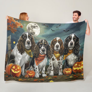 Springer Spaniel Halloween Spooky Fleece Blanket