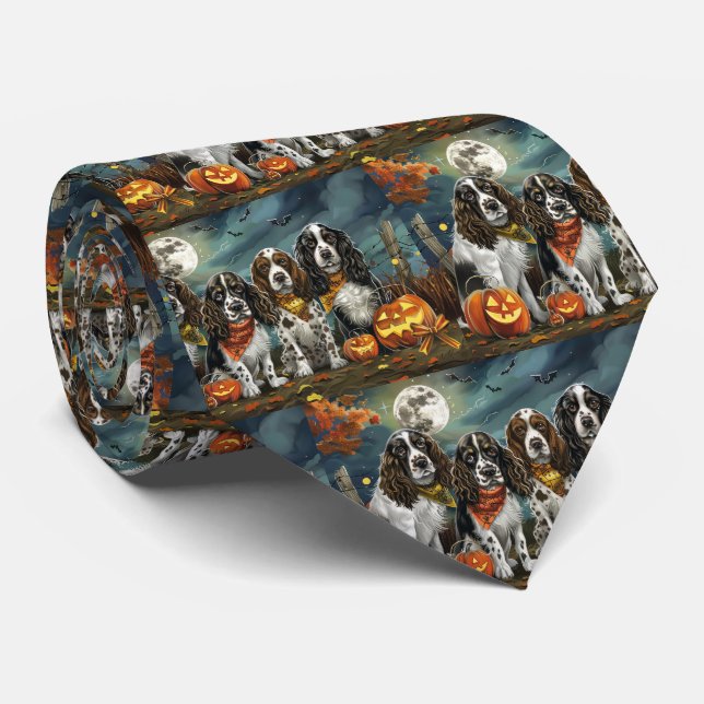 Springer Spaniel Halloween Spooky Tie (Rolled)