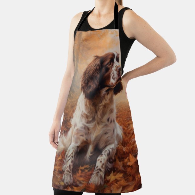 Springer Spaniel in Autumn Leaves Fall Inspire  Apron (Insitu)