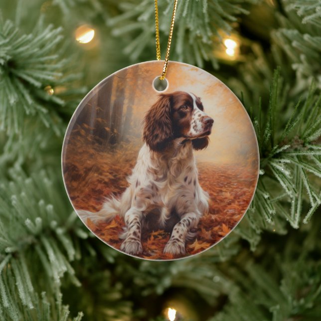 Springer Spaniel in Autumn Leaves Fall Inspire  Ceramic Tree Decoration (Tree)