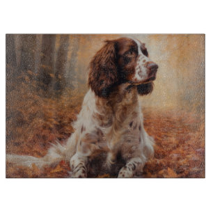 Springer Spaniel in Autumn Leaves Fall Inspire Cutting Board