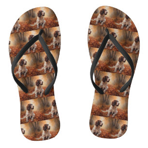Springer Spaniel in Autumn Leaves Fall Inspire Flip Flops