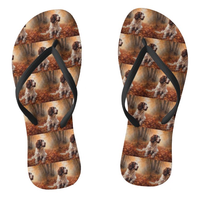 Springer Spaniel in Autumn Leaves Fall Inspire  Flip Flops (Footbed)