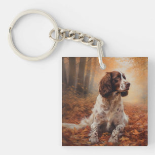 Springer Spaniel in Autumn Leaves Fall Inspire Key Ring