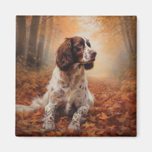 Springer Spaniel in Autumn Leaves Fall Inspire  Magnet