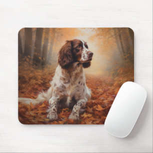 Springer Spaniel in Autumn Leaves Fall Inspire  Mouse Mat