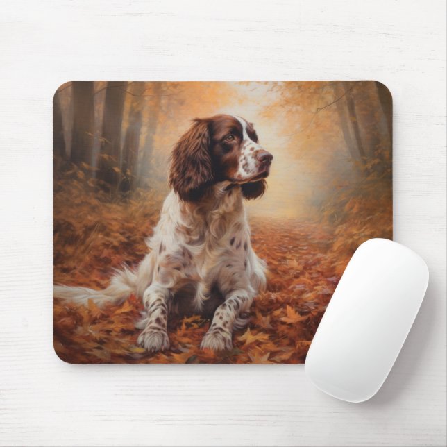 Springer Spaniel in Autumn Leaves Fall Inspire  Mouse Mat (With Mouse)