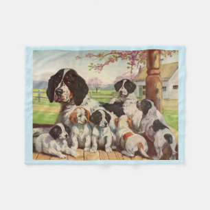 springer spaniel mum and puppies fleece blanket