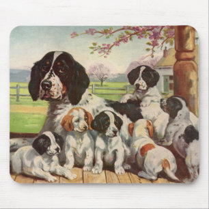 Springer spaniel mum and puppies mouse mat