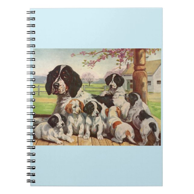springer spaniel mum and puppies notebook (Front)