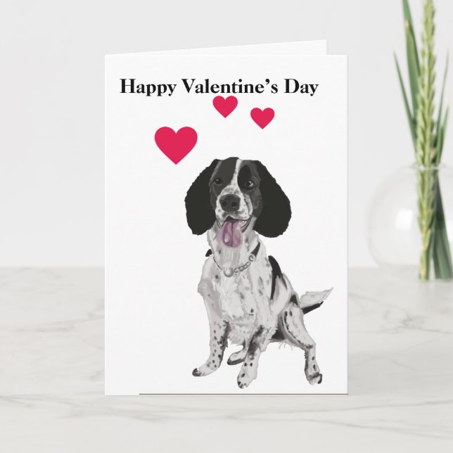 Springer Spaniel Portrait Valentine’s Day Holiday Card (Front)