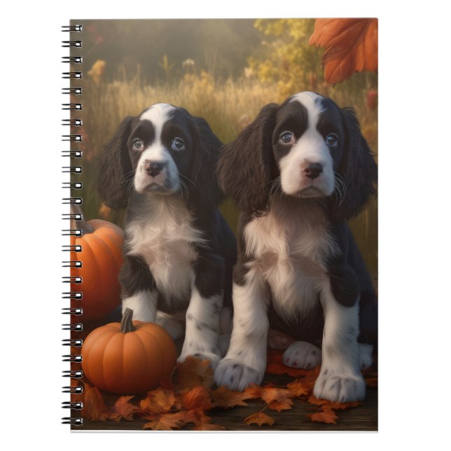 Springer Spaniel Puppy Autumn Delight Pumpkin  Notebook (Front)