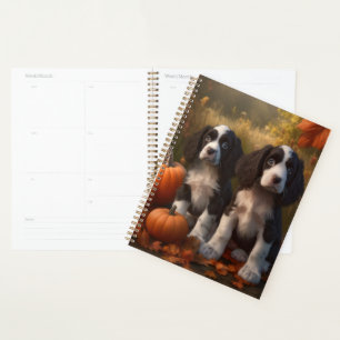 Springer Spaniel Puppy Autumn Delight Pumpkin  Planner