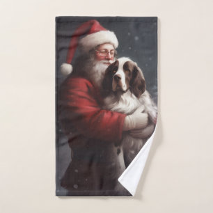 Springer Spaniel Santa Claus Festive Christmas Bath Towel Set