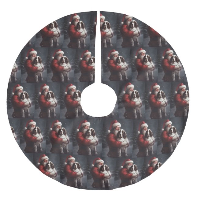 Springer Spaniel Santa Claus Festive Christmas Brushed Polyester Tree Skirt (Front)