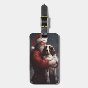 Springer Spaniel Santa Claus Festive Christmas Luggage Tag