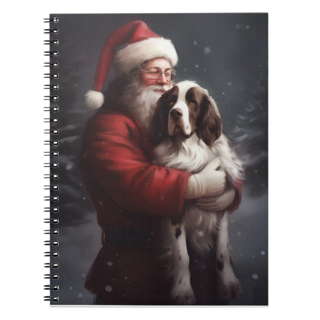 Springer Spaniel Santa Claus Festive Christmas Notebook (Front)