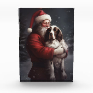 Springer Spaniel Santa Claus Festive Christmas Photo Block