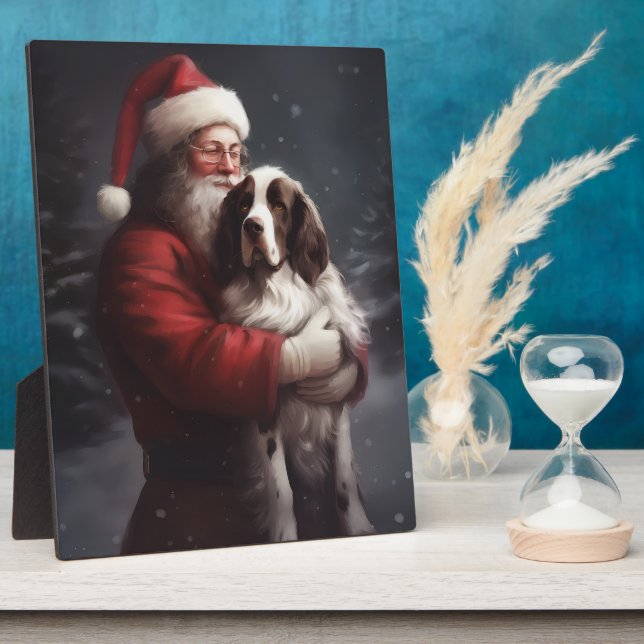 Springer Spaniel Santa Claus Festive Christmas Plaque (Side)