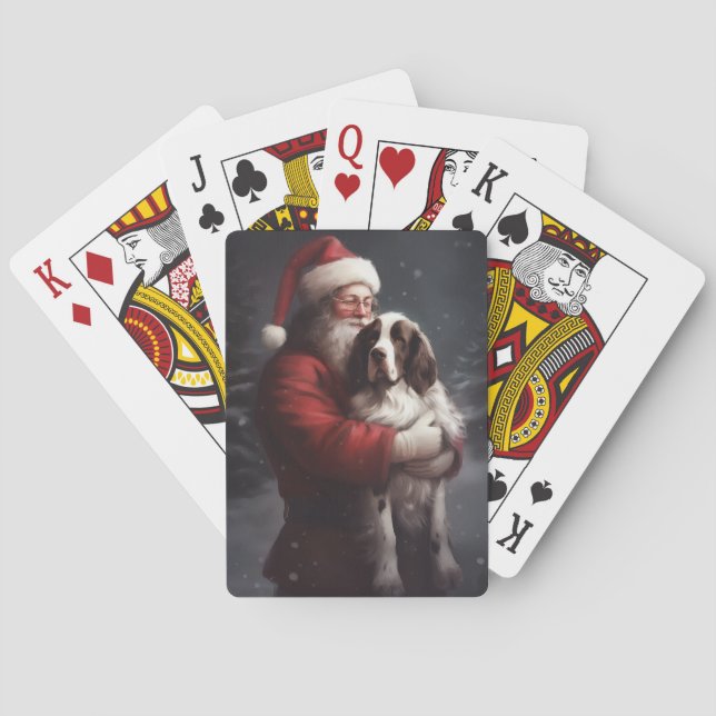 Springer Spaniel Santa Claus Festive Christmas Playing Cards (Back)