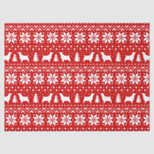 Springer Spaniel Silhouettes Christmas Pattern Red Tissue Paper