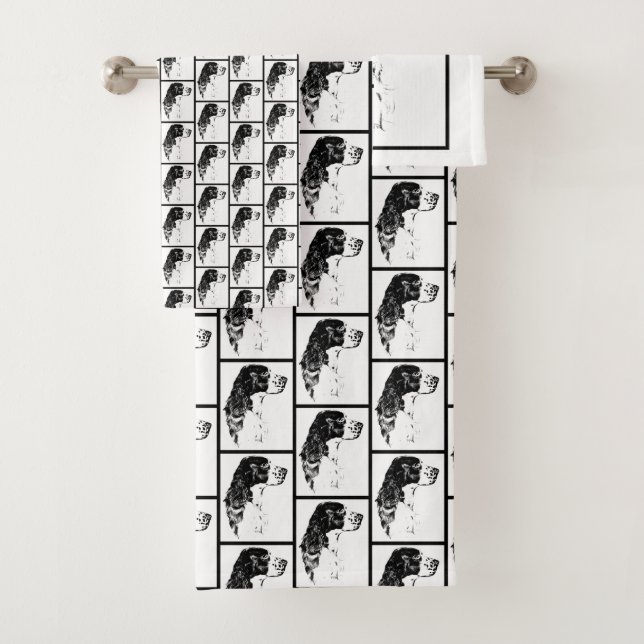 Springer Spaniel Vintage Dog Art  Bath Towel Set (Insitu)