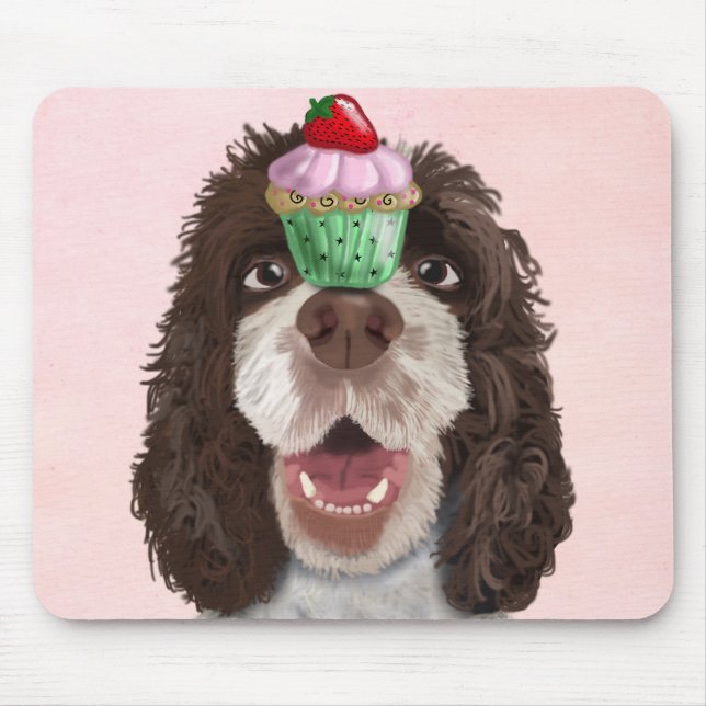Springer Spaniel with Cupcake 2 Mouse Mat (Front)