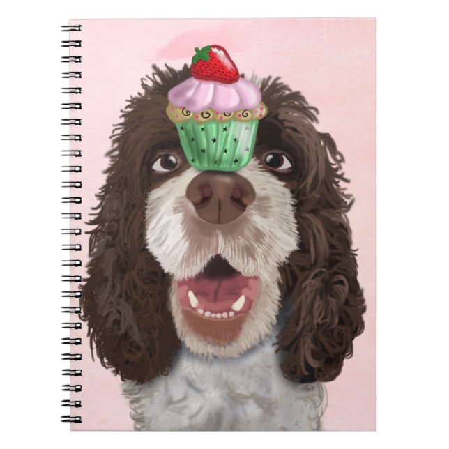 Springer Spaniel with Cupcake 2 Notebook (Front)
