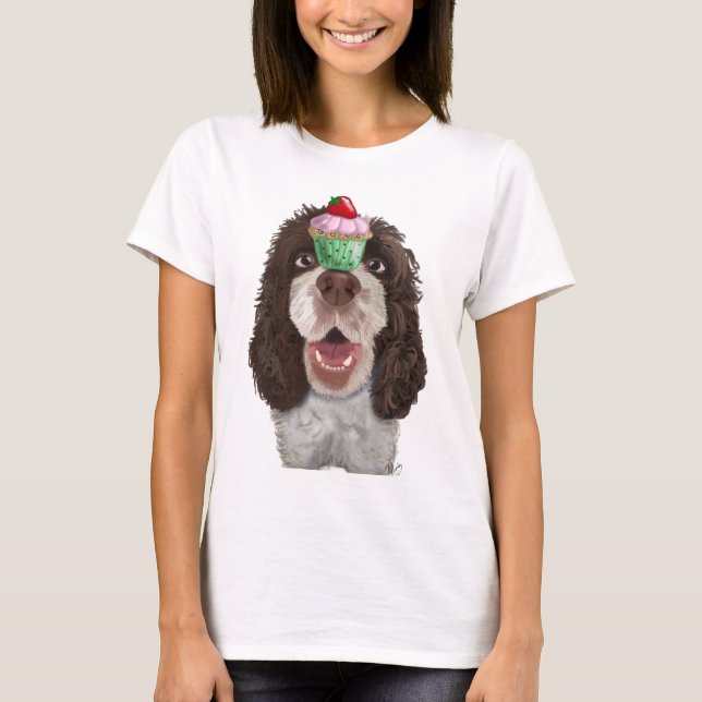 Springer Spaniel with Cupcake 2 T-Shirt (Front)