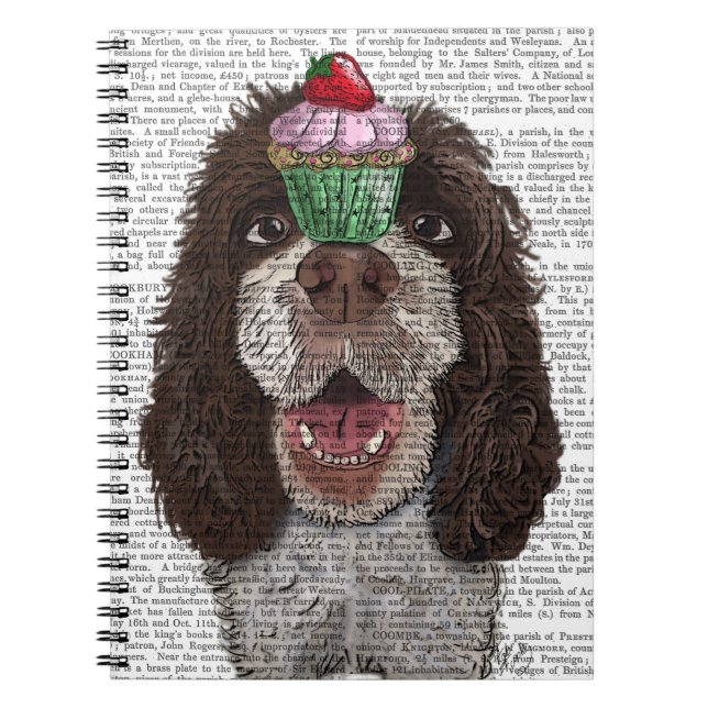 Springer Spaniel with Cupcake Notebook (Front)