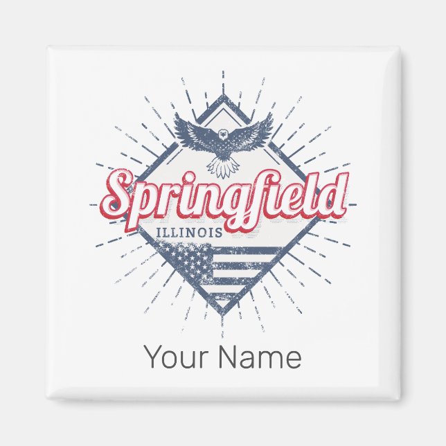 Springfield City Illinois United States Retro USA Magnet (Front)