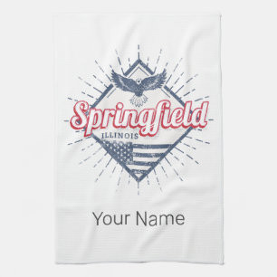 Springfield City Illinois United States Retro USA Tea Towel