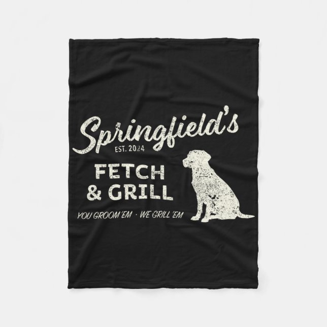 Springfield Eating Pets - Fetch And Grill Funny Tr Fleece Blanket (Front)